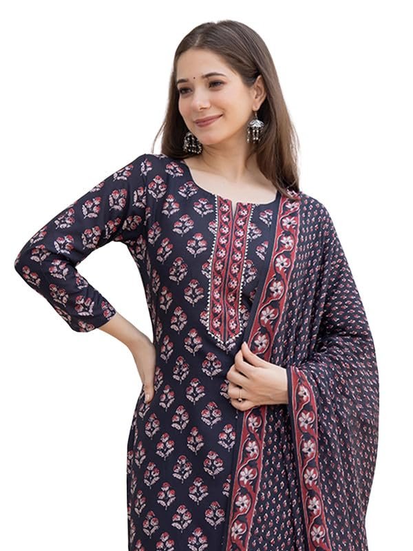 Vaamsi Women’s Rayon Blend Floral Straight Printed Kurta Pant With Dupatta Set | Kurta Sets For Woman
