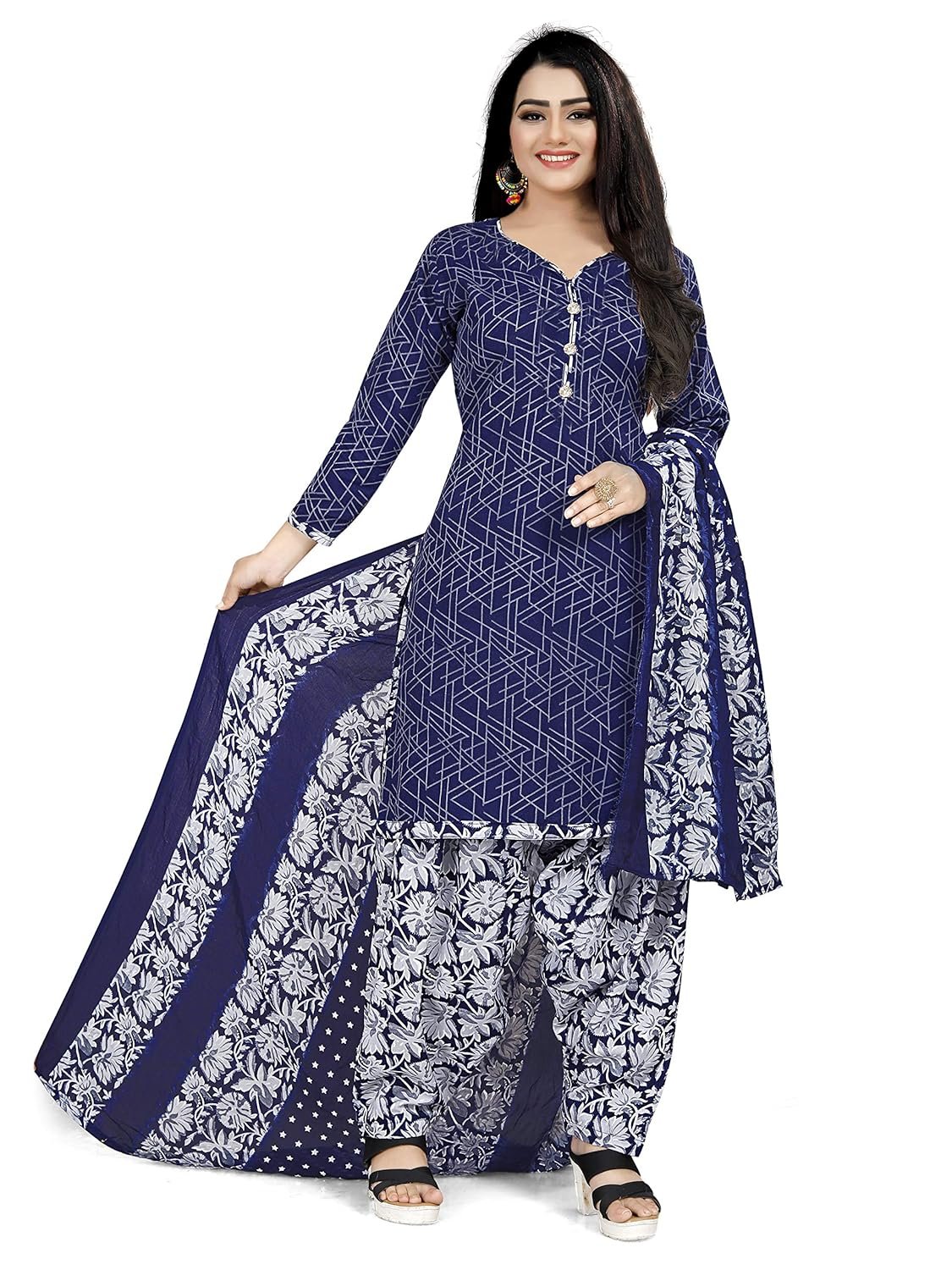 Rajnandini Women Cotton Printed Readymade Salwar Suit (Ready To Wear)