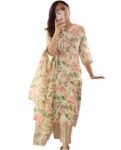 ANNI DESIGNER Women's Rayon Blend Straight Printed Kurta with Pant & Dupatta