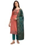 EthnicJunction Women's Chanderi Cotton Hand Embroidered Work Unstitched Salwar Suit Material With Banarasi Dupatta