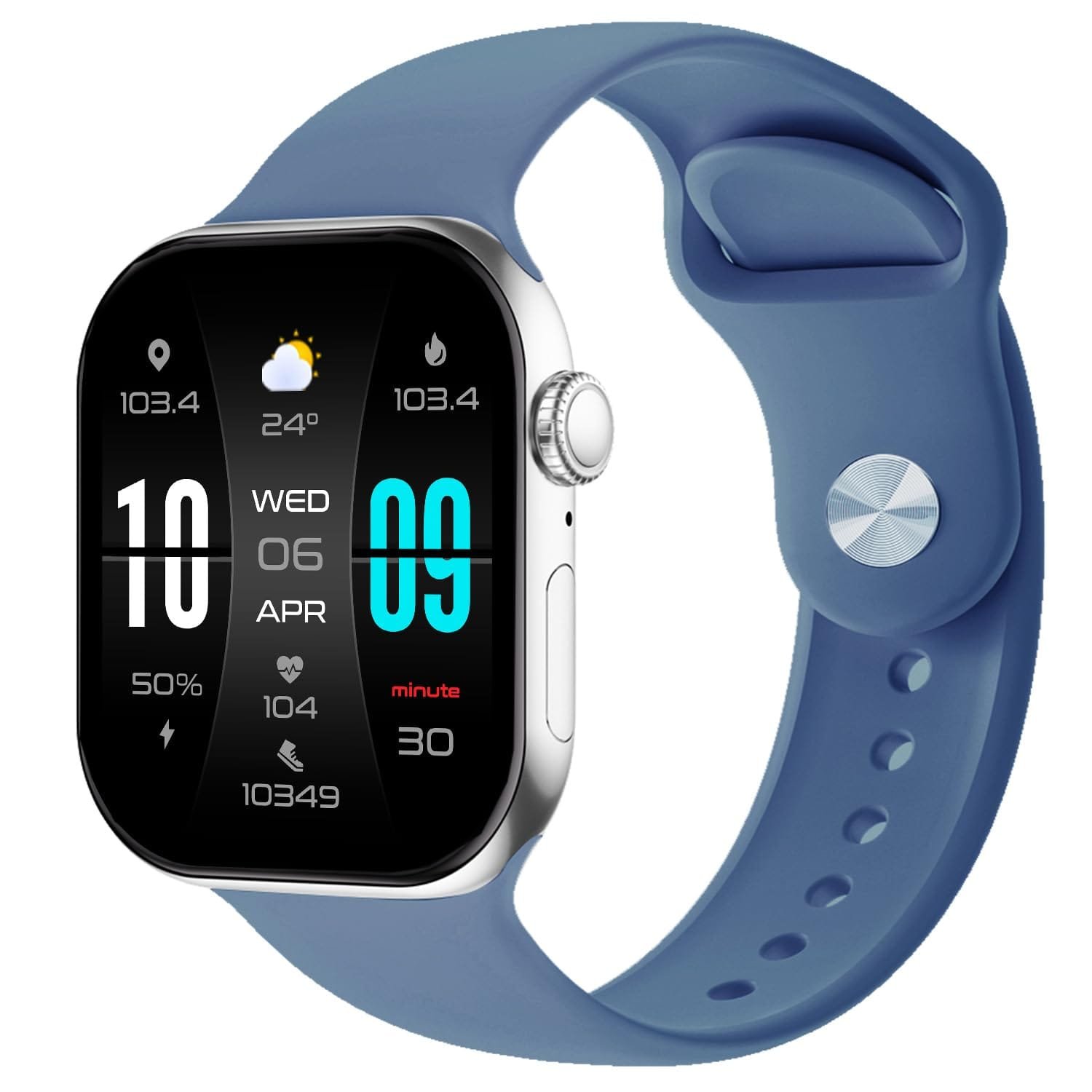 Fire-Boltt Ring X Smartwatch 2.01” Display with Always On Display, Bluetooth Calling, Wireless Charging, AI Voice Assistant, 100+ Sports Modes, Health Suite, 500+ Watchfaces (Blue S)