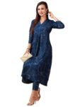 GoSriKi Women's Rayon Viscose Printed A-Line Kurta with Pant