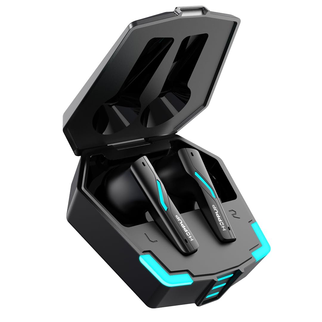 HOPPUP Predator Xo4 Gaming in Ear Earbuds with 50h Playtime| 35ms Low Latency Gaming Mode|13mm Drivers| Type C Fast Charging| BT v5.3| RGB LEDs Light|Black Color for Gaming, Music, Entertainment, Gym