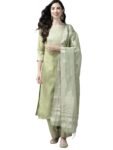 INDO ERA Women's Cotton Yoke Design Straight Kurta Pant with Dupatta Set