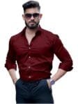 IndoPrimo Men's Solid Regular Fit Shirt