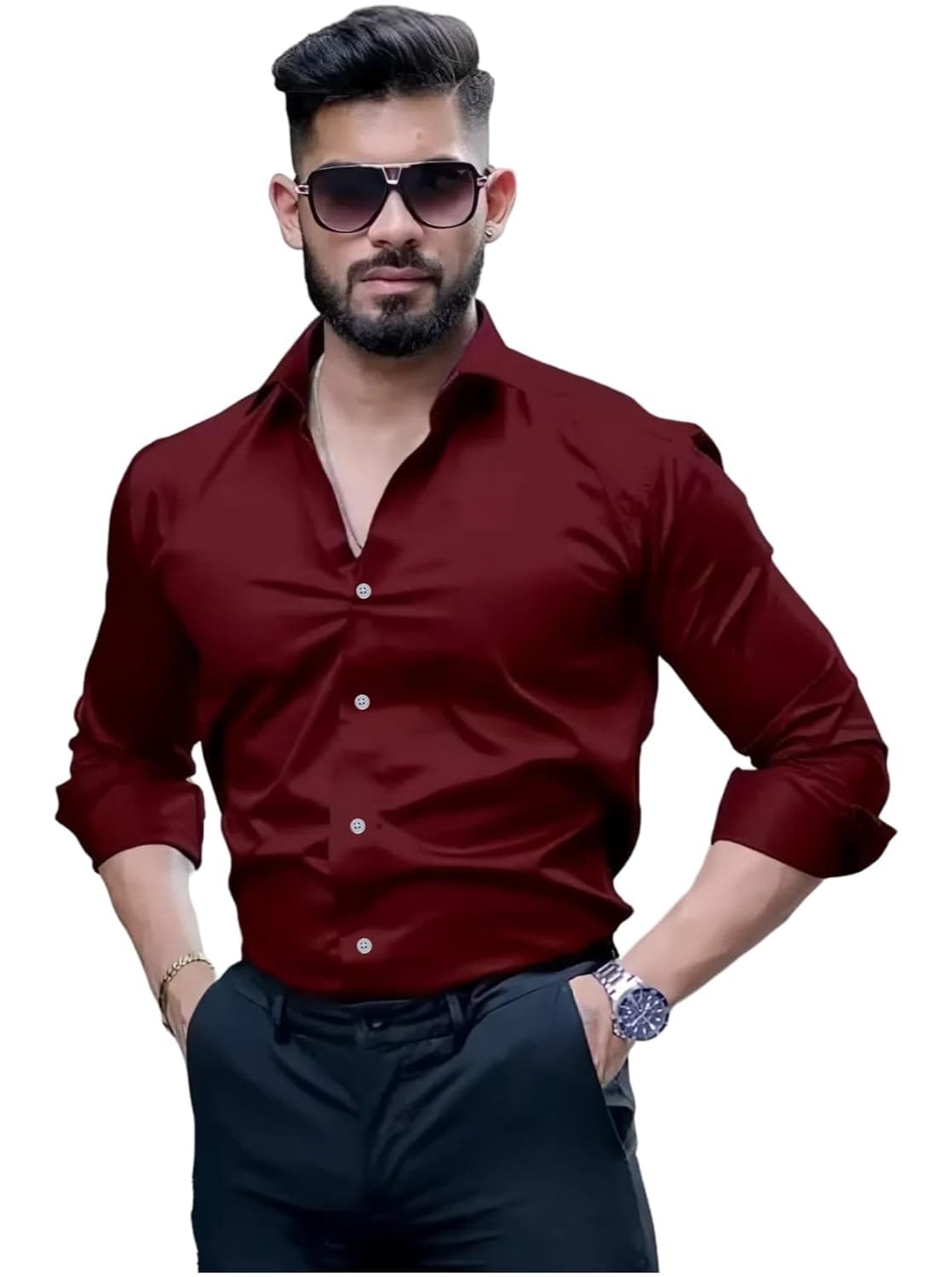 IndoPrimo Men’s Solid Regular Fit Shirt