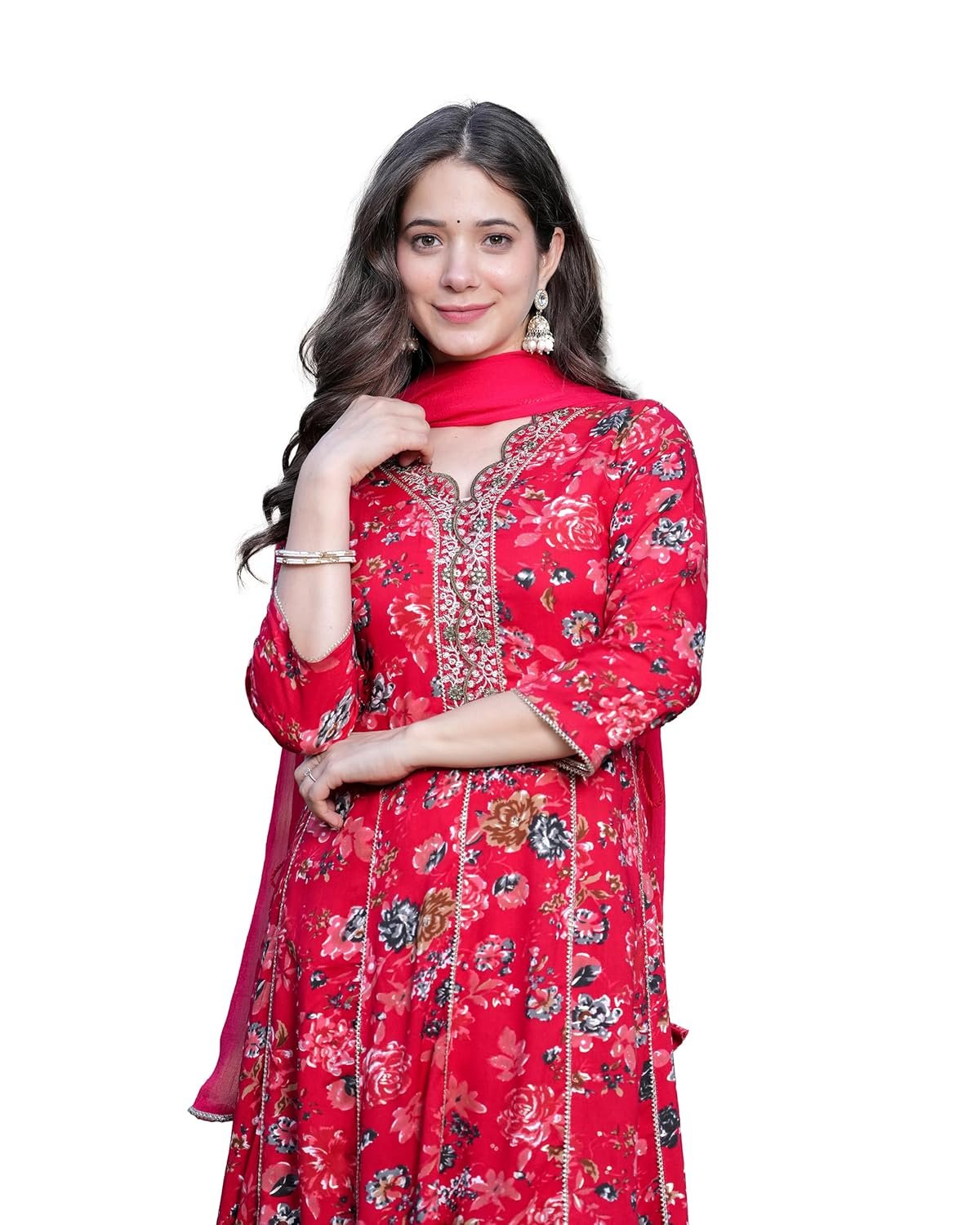 MANHAREE | Women’s Rayon Kurta with Pant & Dupatta Set