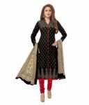 Miraan Cotton Printed Readymade Salwar Suit For Women(SAN7008, Black)