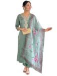 Naixa Women's Rayon Embroidered Straight Kurta with Pant and Dupatta Sets (Available in Plus Size) (NX-696)