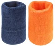 Neska Moda Unisex Navy and Orange Pack of 2 Cotton Wrist Band