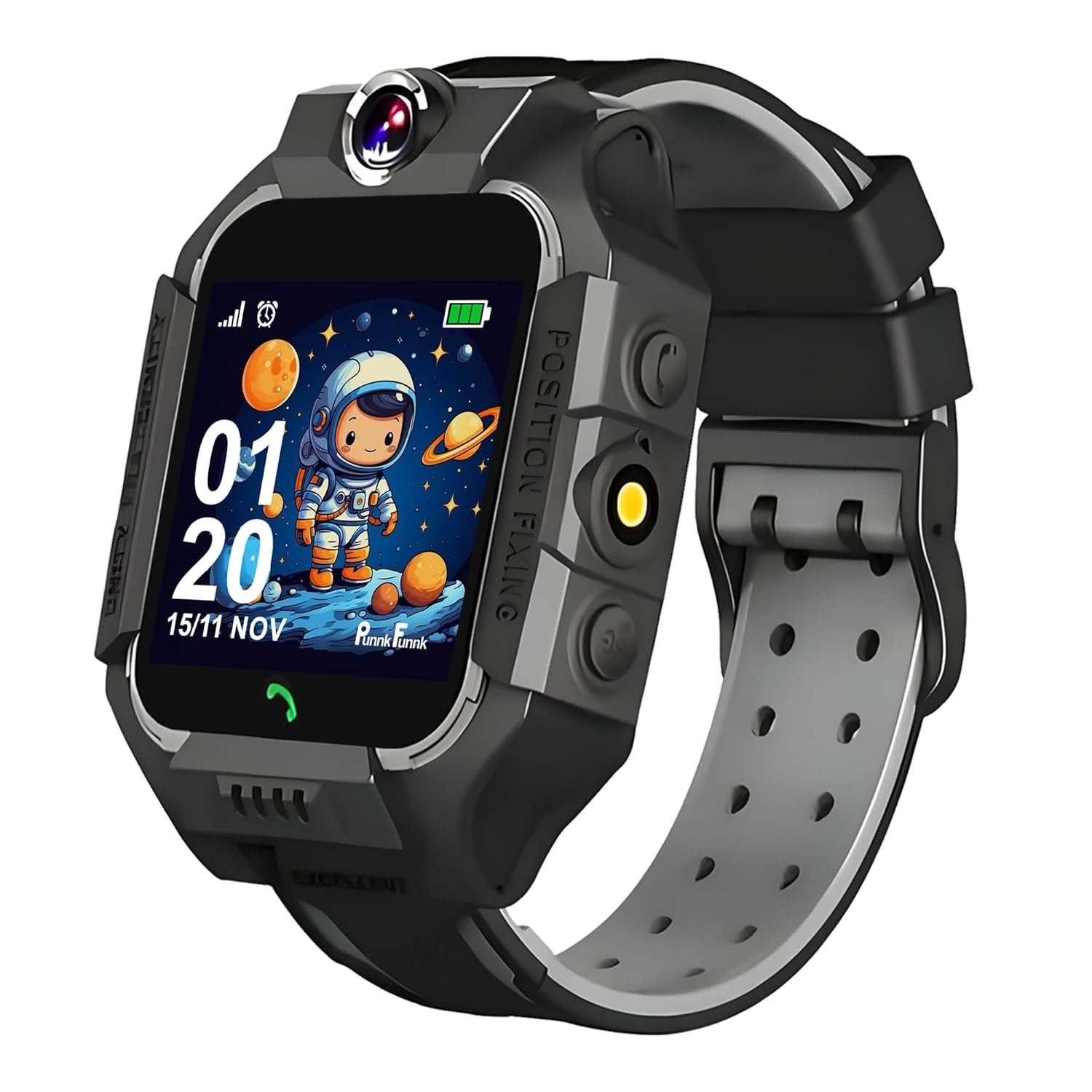 PunnkFunnk Q18 Kids Calling Smart Watch for Boys & Girls | 2-Way Voice Calling & Message | Sim Card | Selfie Camera | Parent Control App | Voice Chat | Long Battery Life | LBS Location Tracking-Black