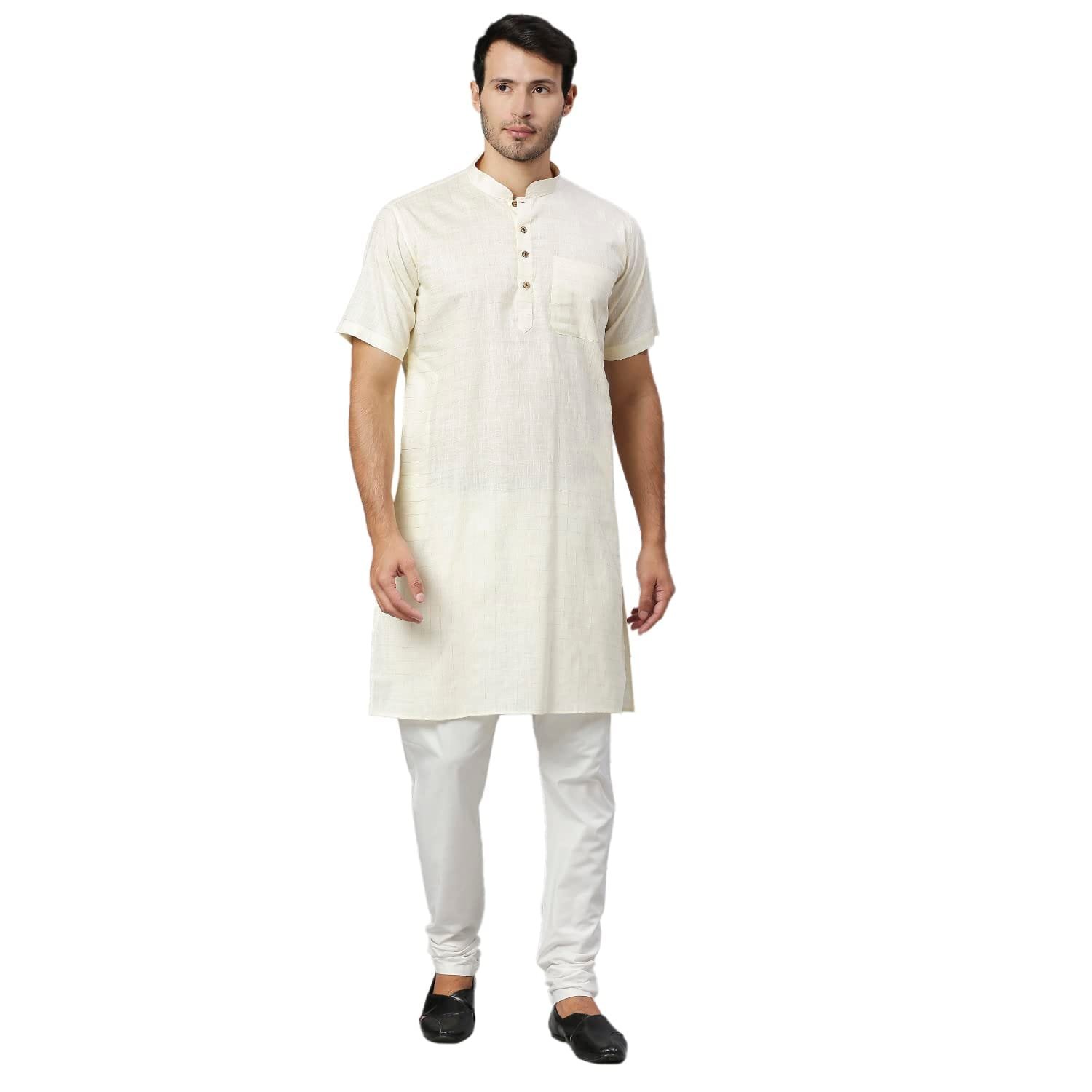 Rajubhai Hargovindas Men’s Pure Cotton Half Sleeve Straight Kurta