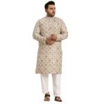 SOJANYA Plus (Since1958) Men's Cotton Linen Multi Printed Kurta and White Pyjama Set
