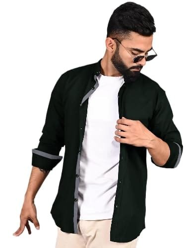 Tee Projekt Shirt for Men Cotton Spread Collar Button Down Long Sleeve Shirt HOME, Regular, Home (Pack of 1)