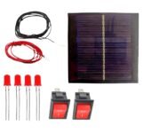 UNIVERSAL HUB Plastic ? Solar For Diy, Solar Panel 6V- 100 mAh, 70Mm*70Mm*03Mm, Solar Panel In Square Shape, 4 Red Leds, 2 Pin Red On/Off Switch, 2 Meter Wire