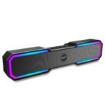 pTron Fusion RB 18W Bluetooth Soundbar Speaker, Immersive Sound, Vivid RGB Lights, Soundbar for Phone/TV/Laptop/Tablets/Projectors, BT5.3/FM Radio/Aux/TF Card/USB Playback & TWS Function (Black)