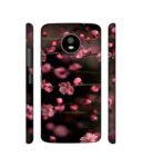 Casotec Plastic Pink Flowers Design 3D Printed Basic Hard Back Cover/Cover for Motorola Moto E4 Plus- Multicolor