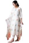 GoSriKi Women's Cotton Blend Straight Printed Kurta with Pant & Dupatta