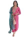 Naixa Women's Viscose Silk Embroidered Straight Kurta with Pant and Dupatta Sets (Available in Plus Size) (NX-657)