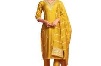 LookMark Women's Pure Cotton Straight Kurta Pant Dupatta Set with Elegant Embroidery - Perfect for Every Occasion