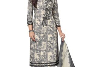 Miraan Cotton Printed Readymade Salwar Suit For Women(MIRAANBAND1819, Grey)