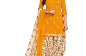 Miraan Cotton Printed Readymade Salwar Suit For Women(MIRAANSG118, Yellow)