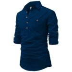 Men Cotton Blend Collar Kurta With Pocket