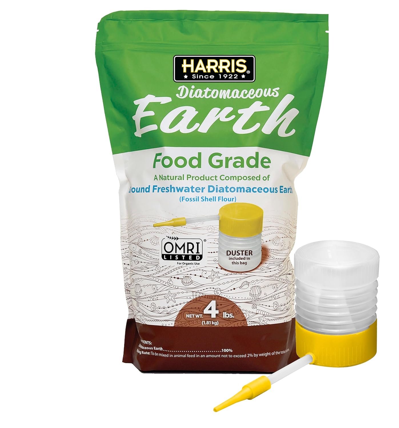 Harris Diatomaceous Earth Food Grade, 4lb w/ Free Powder Duster