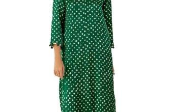 LookMark Women Cotton Blend Bandhej Printed Bandhani Kurta Palazzo Set With Sequence Lace