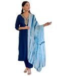 Naixa Women's Slub Magic Embroidered Straight Kurta with Pant and Dupatta Sets (NX-SRS-109)