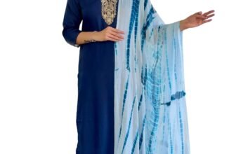 Naixa Women's Slub Magic Embroidered Straight Kurta with Pant and Dupatta Sets (NX-SRS-109)