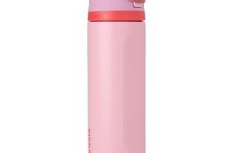 Owala FreeSip Insulated Stainless Steel Water Bottle with Straw for Sports and Travel, BPA-Free Sports Water Bottle, 24 oz, Pink, Angel Food Cake