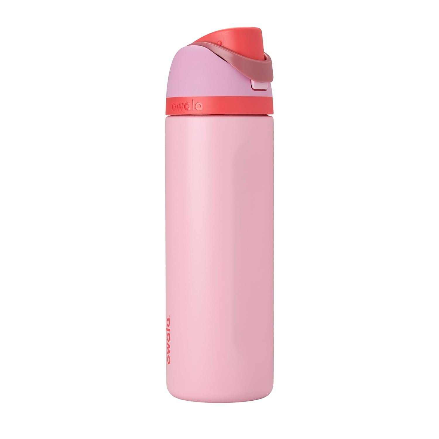 Owala FreeSip Insulated Stainless Steel Water Bottle with Straw for Sports and Travel, BPA-Free Sports Water Bottle, 24 oz, Pink, Angel Food Cake