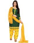 Yashika Women's Printed Dress Material - Unstitched Crepe Fabric Kurti, Pants & Dupatta Set (AZ-YS-P1-PRAMILA GREEN)